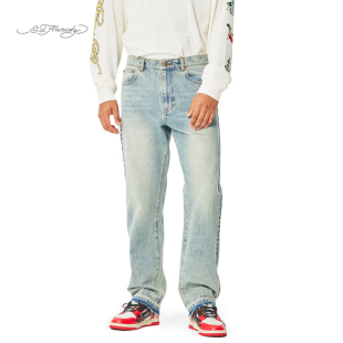 Hardy埃德哈迪春季 复古直筒潮牌百搭牛仔长裤 流行新款 美式 男士