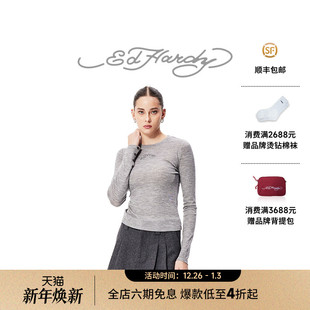 女士长袖 圆领紧身微短打底衫 新款 T恤 Hardy埃德哈迪冬季