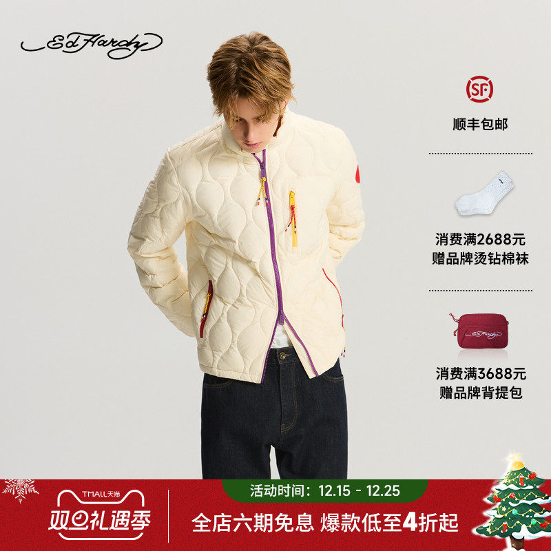 Ed Hardy埃德哈迪2025冬季新款男士轻薄微落肩羽绒服E1RDM004