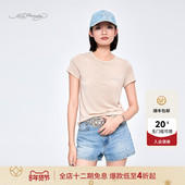 T恤 杏仁色樱花粉紧身针织女士短袖 Hardy埃德哈迪夏季 流行新款