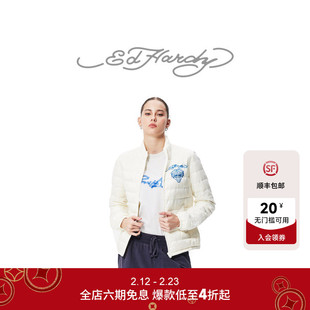 Ed Hardy埃德哈迪新款美式复古虎头立领轻薄女士羽绒服外套