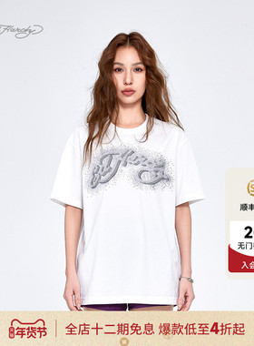 Ed Hardy埃德哈迪2025夏季新款女士合身黑色白色烫钻百搭短袖T恤