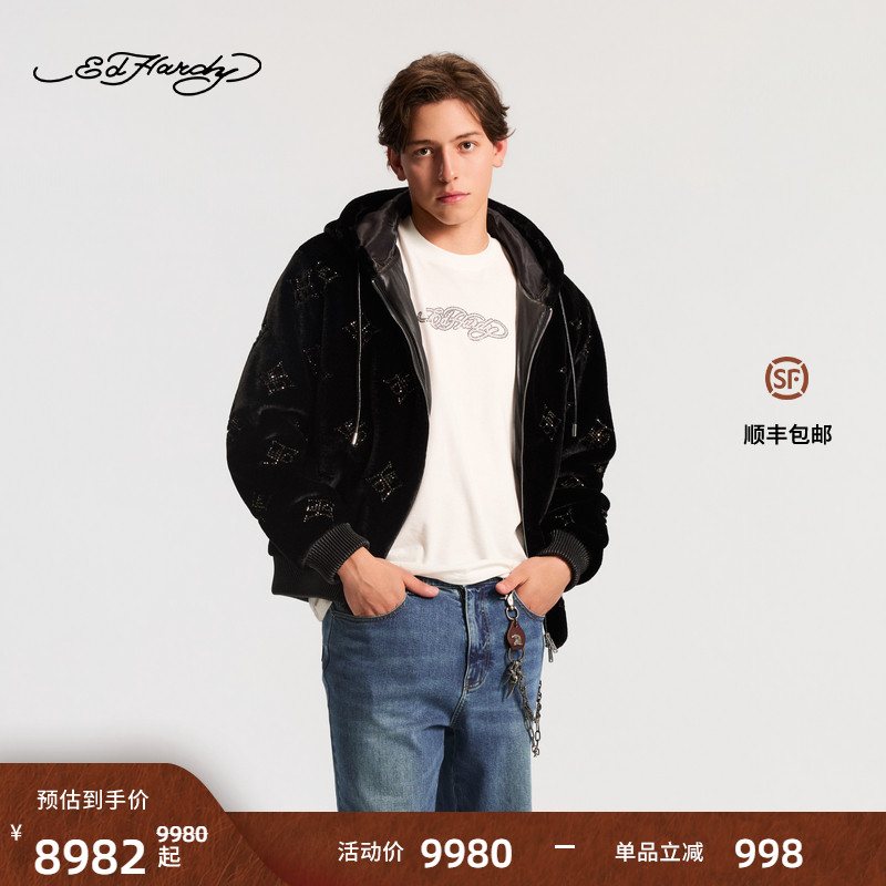 Ed Hardy埃德哈迪2025冬季新款男士设计师款宽松夹克衫E1RDM074
