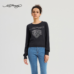 烫钻针织衫 女士圆领短袖 流行新款 Hardy埃德哈迪秋季