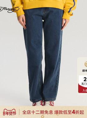 Ed Hardy埃德哈迪2025冬季新款女士经典款印花牛仔长裤E1RFW003