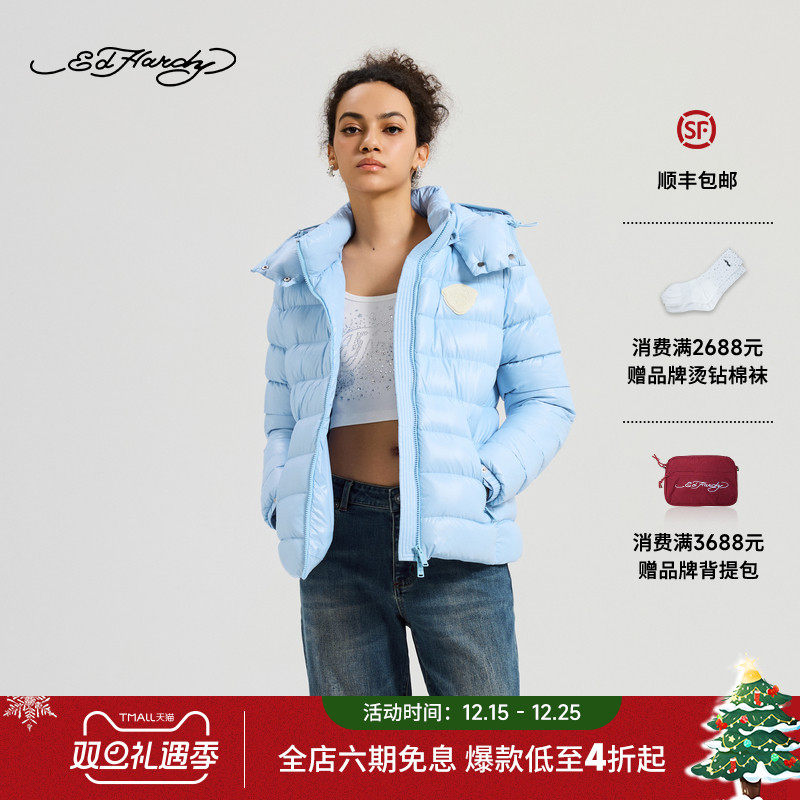 Ed Hardy埃德哈迪2025冬季新款女士轻薄羽绒服修身正肩E1RDW312