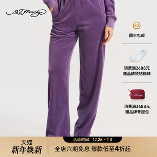 女士宽松拔印烫钻抽绳长裤 新款 E1SAW296 Hardy埃德哈迪2026春季