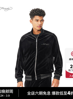 Ed Hardy埃德哈迪春季流行新款男士绣花百搭宽松拉链衫开衫外套