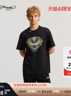 Ed Hardy埃德哈迪2026春季新款男士手绣宽松落肩短袖T恤E1SAM006