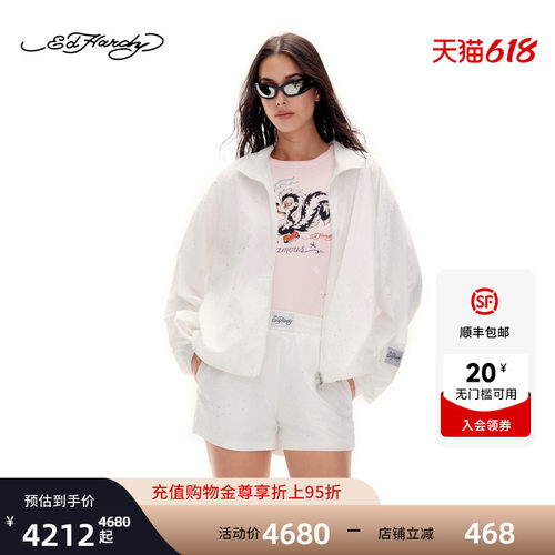 Ed Hardy埃德哈迪2026夏季新款女士合身烫钻插肩袖夹克衫E1SBW303