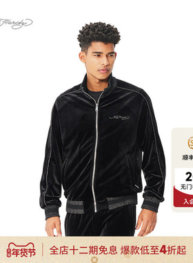 Ed Hardy埃德哈迪春季流行新款男士绣花百搭宽松拉链衫开衫外套