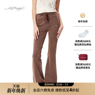 经典 新款 烫钻美式 辣妹修身 喇叭女士长裤 Hardy埃德哈迪冬季