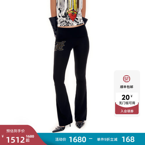 Ed Hardy埃德哈迪2026夏季新款女士烫钻紧身喇叭打底裤E1SBW220