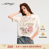 Hardy埃德哈迪2026春季 新款 女士数码 印烫钻短袖 T恤E1SAW236