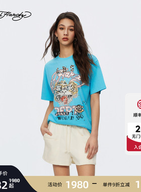 Ed Hardy埃德哈迪2026夏季新款女士美式涂鸦宽松短袖T恤E1SBW265