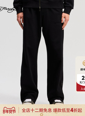 Ed Hardy埃德哈迪2025冬季新款男士微宽松直筒平绣长裤E1RDM078