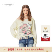 Hardy埃德哈迪春季 流行新款 水浆印烫钻女士套头衫 美式 复古卫衣