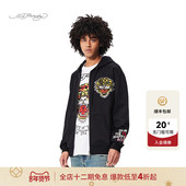 Hardy埃德哈迪冬季 虎头拉链衫 新款 男士 美式 连帽开衫 卫衣