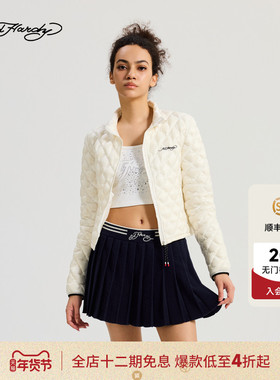 Ed Hardy埃德哈迪2025冬季新款女士轻薄微落肩平绣羽绒服E1RDW330