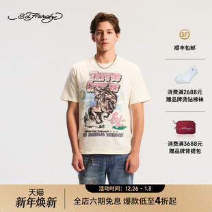 宽松落肩圆领短袖 男士 新款 T恤E1SAM067 Hardy埃德哈迪2026春季