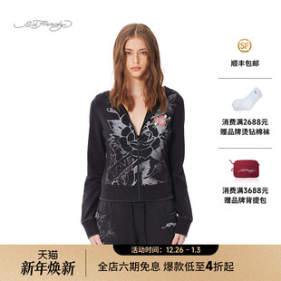 合身拔印烫钻女士拉链衫 新款 Hardy埃德哈迪2025春季