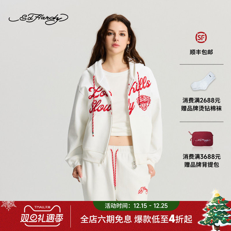Ed Hardy埃德哈迪2025冬季新款女士绣花拉链衫E1RDW427