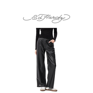 经典 新款 绣花休闲直筒女士长裤 时尚 皮裤 Hardy埃德哈迪冬季