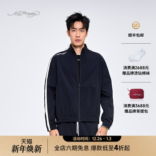 黑色宽松落肩绣花夹克衫 男士 新款 Hardy埃德哈迪2025夏季