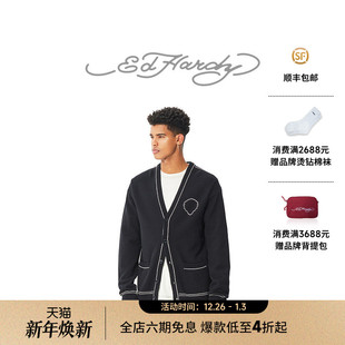 潮牌V领开衫 复古针织衫 美式 百搭纯棉外套 Hardy埃德哈迪男士
