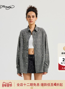 Ed Hardy埃德哈迪2025冬季新款女士宽松烫钻烫片衬衫E1RDW324