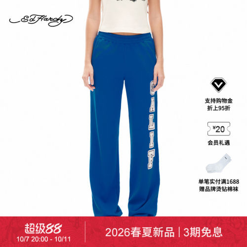 【春夏新品】Ed Hardy埃德哈迪女士贴布绣绣花宽松长裤E1SBW237