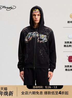 Ed Hardy埃德哈迪2025冬季新款男士宽松渐变烫钻拉链衫E1RDM055