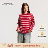 T恤E1SAW230 女士圆领宽松条纹长袖 Hardy埃德哈迪2026春季 新款