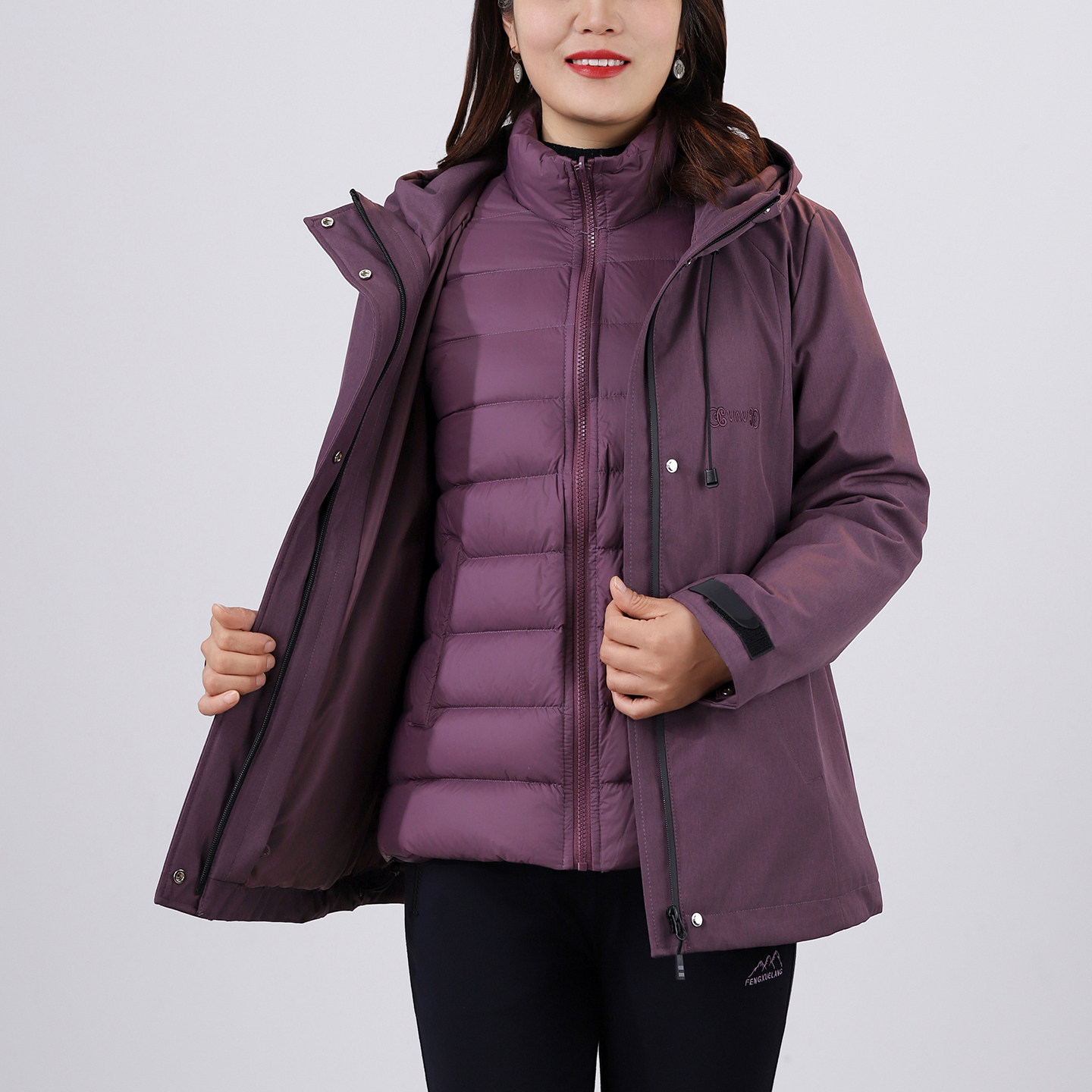 时尚妈妈羽绒服中老年白鸭绒外套