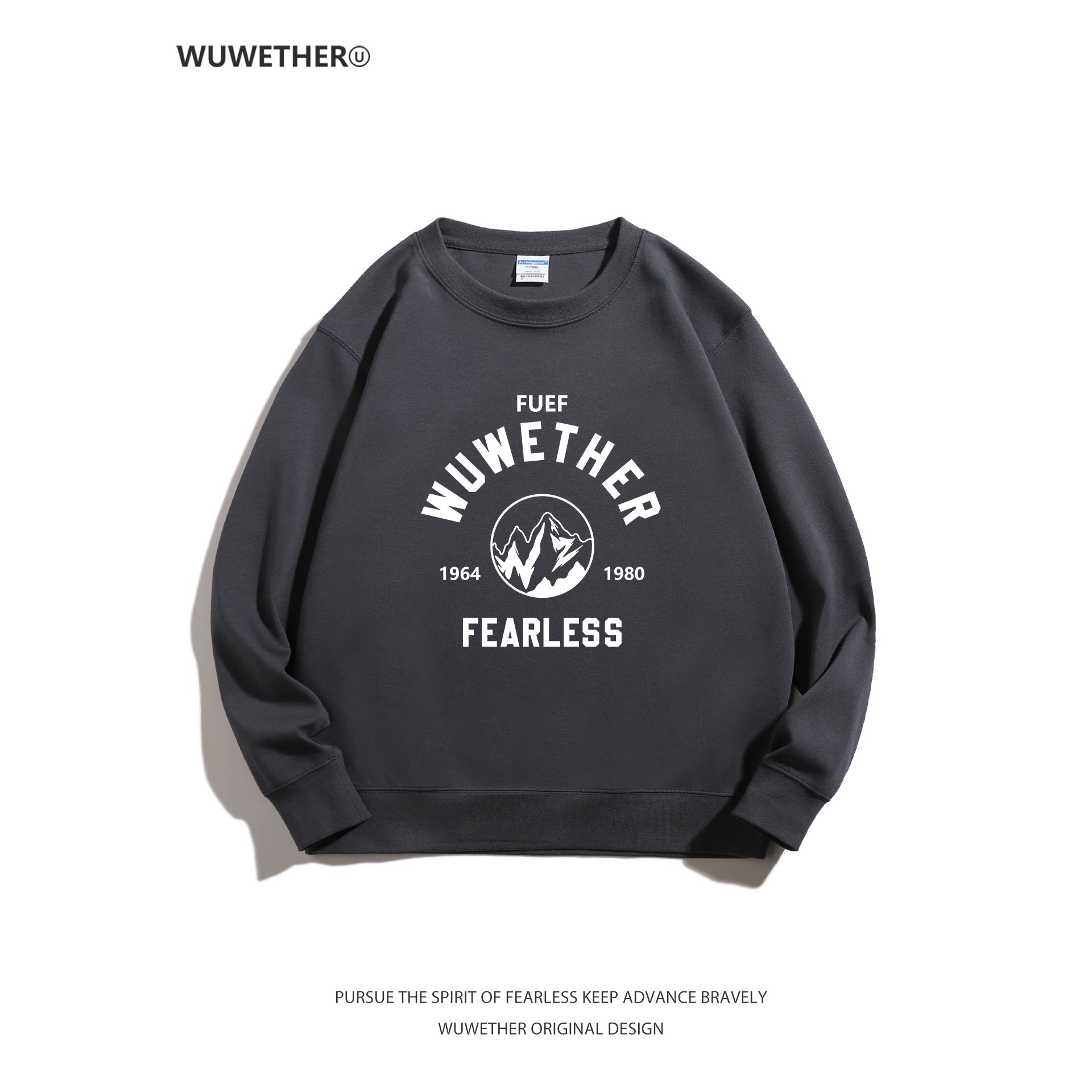 WUWETHER美式复古圆领卫衣男秋季