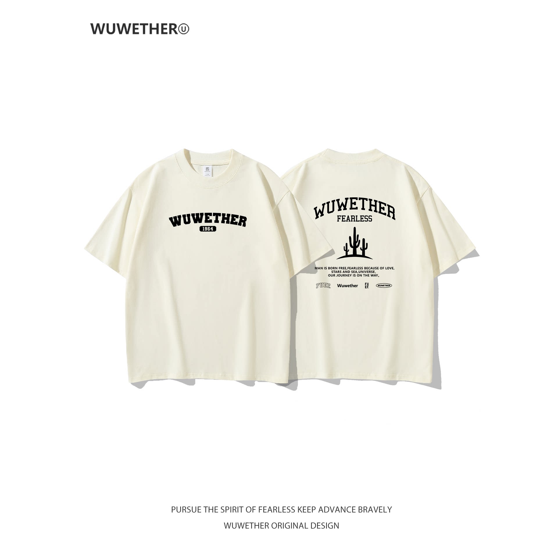 WUWETHER美式复古仙人掌印花短袖