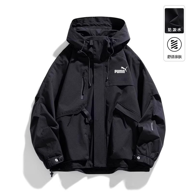 奥莱专柜连帽夹克男士秋冬工装风防风防水宽松户外冲锋衣外套加绒