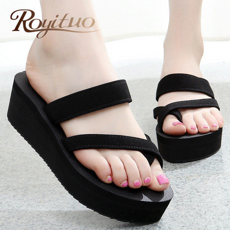 Korean Edition Wild slippers fashion non-slip Simplicity Wedge sandals Waterproof Seaside The thickness of the bottom Sandy beach flip flopsin the Women's Shoes, slipper, flip flops category - from Buy2taobao.com to provide professional Taobao agent buy service
