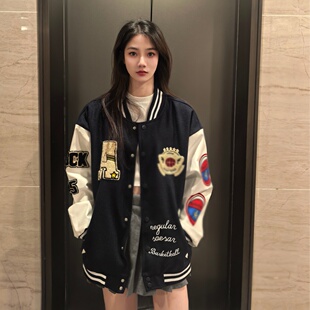 韩版高街国潮棒球服女2025秋冬季新款复古宽松休闲学生外套上衣潮