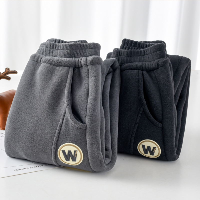 男孩3-4-5-6-7-8-9岁儿童羊羔绒裤子秋冬运动裤加绒加厚宝宝棉裤