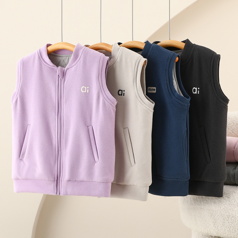 男孩女孩3-4-5-6-7-8-9岁儿童保暖马甲加厚外穿坎肩无领内胆开衫