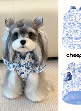 趣派秋冬新款清新国风飞袖马甲狗狗保暖外套泰迪比熊雪纳瑞博美