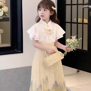 儿童马面裙女童汉服改良古风套装夏天女孩中国风古装明制唐装夏季