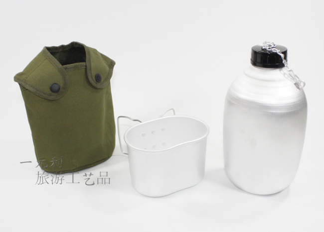 鋁制軍壺套裝 壺套鋁飯盒背帶軍訓(xùn)水壺戶外登山運動懷舊老式行軍