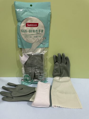 舒意668-40CM加长加绒PU胶皮手套厨房餐饮饭堂清洁洗车渔业胶手套