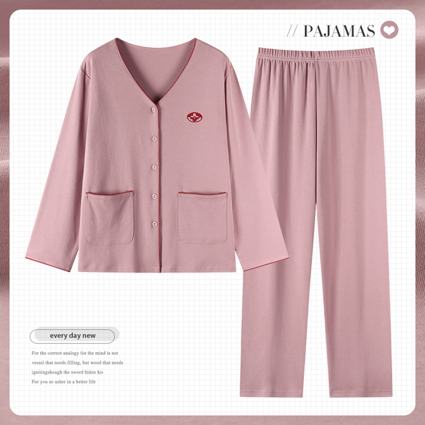 妈妈睡衣春秋款纯棉长袖休闲中年人妇女士家居服秋季薄款全棉套装,女士内衣/男士内衣/家居服,睡衣/家居服套装,淘宝优惠券,粉丝福利购,淘宝优惠卷