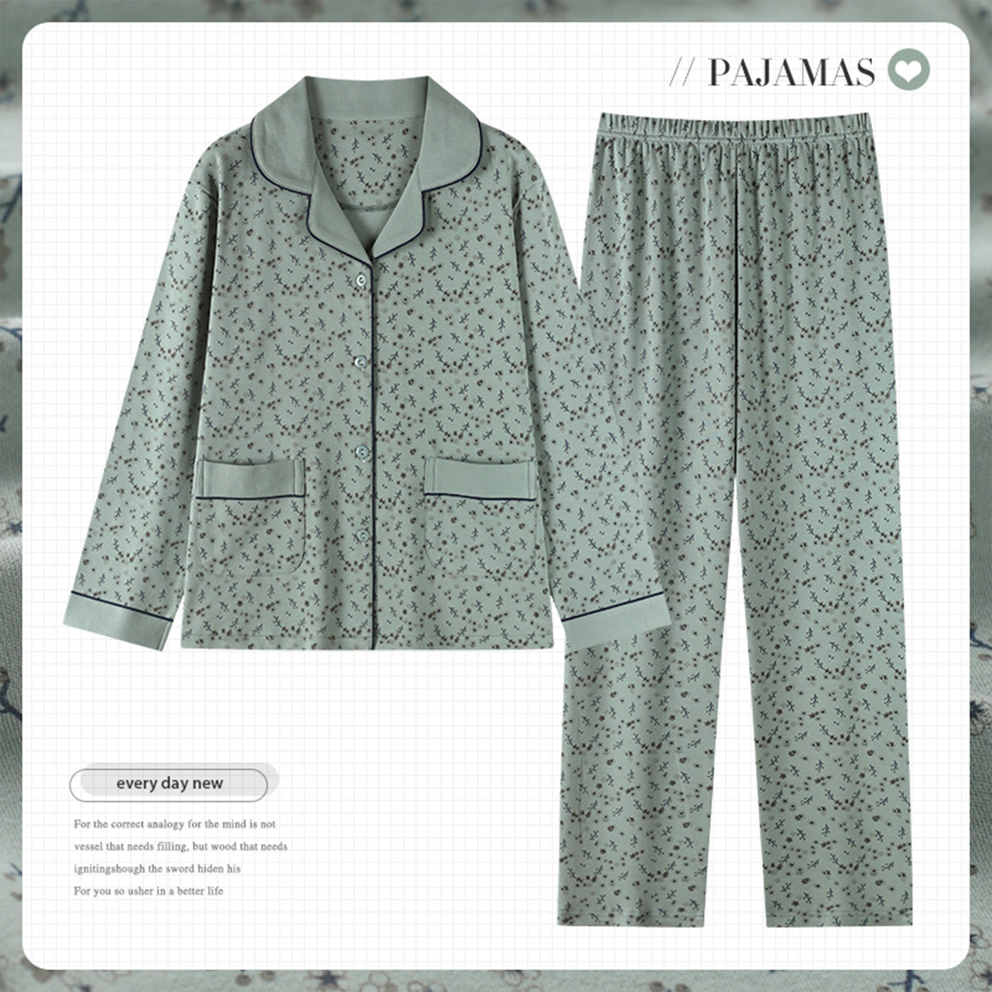 妈妈睡衣春秋季纯棉长袖薄款中老年妇女士家居服全棉休闲大码套装