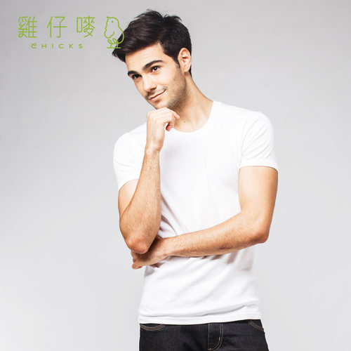 香港鸡仔唛 男装 莫代尔圆领短袖 纯色透气舒适耐穿