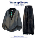 老钱风高级感休闲运动套装男款春秋季新款潮牌宽松休闲穿搭一整套