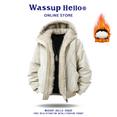 WASSUPHELLO美式复古座山雕棉服